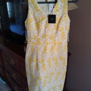 White House Black Market canary yellow lace dress
